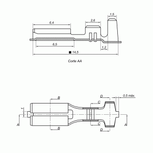 faston femea 2mm 100 225
