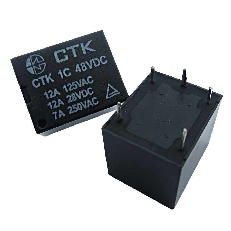 Relê Miniatura de Potência CTK 1C-12A-48VDC Relê Miniatura de Potência CTK 1C-12A-48VDC