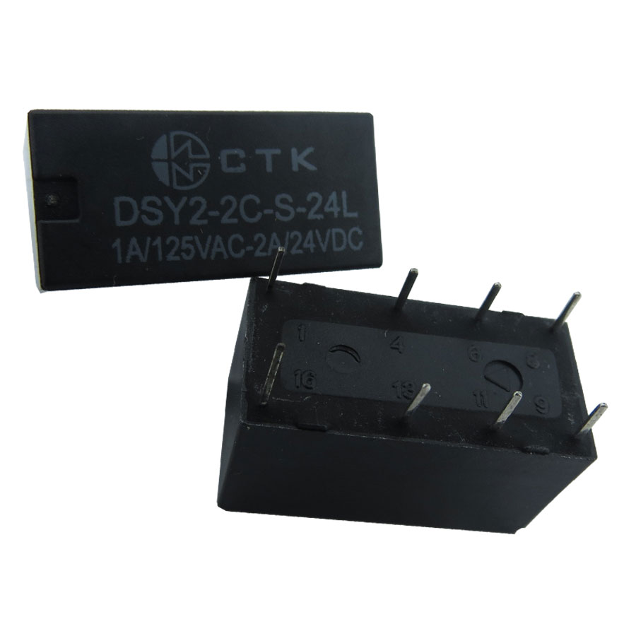 Relê Miniatura de Potência CTK DSY2-2C-S-24L Relê Miniatura de Potência CTK DSY2-2C-S-24L