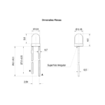 Led PTH 3mm verde encapsulamento verde difuso L1261 Led PTH 3mm verde encapsulamento verde difuso L1261