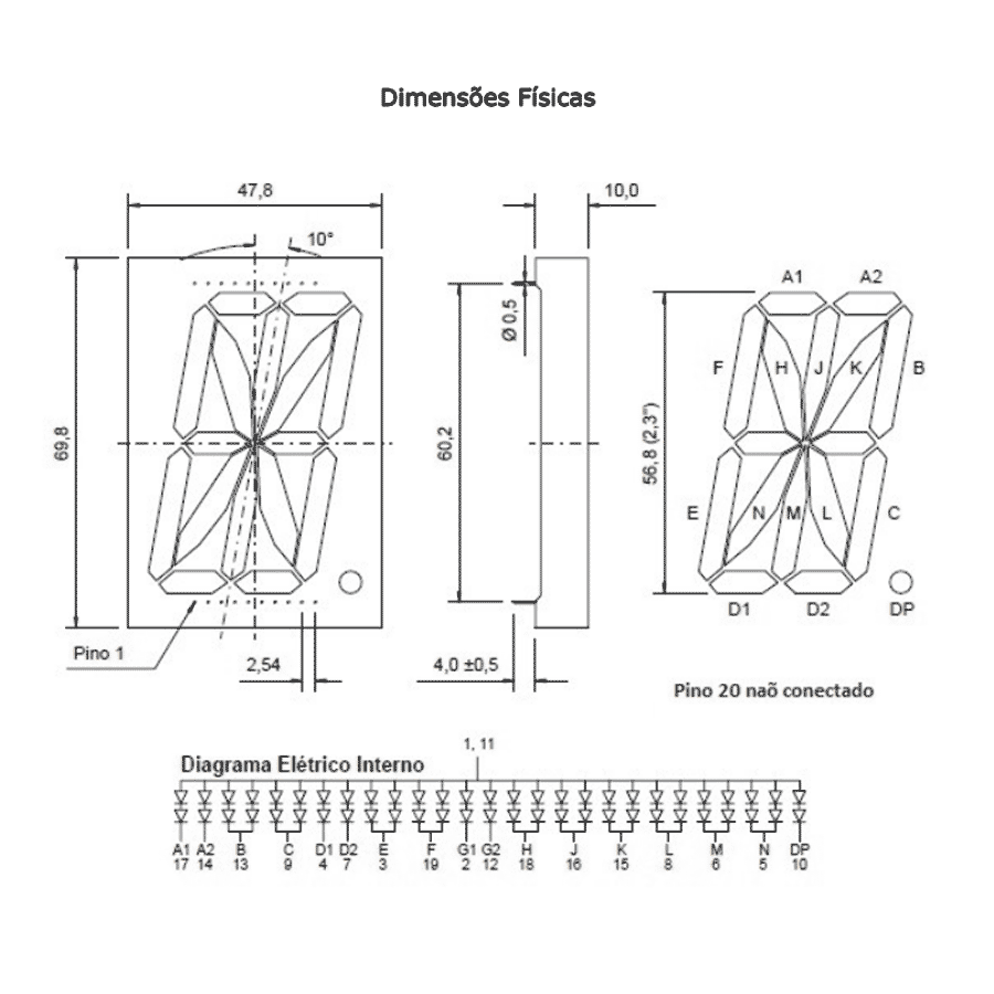 display-led-16-segmentos-alfanumerico-azul-2.3-anodo-comum-D1236AB-14BL display led 16 segmentos alfanumerico azul 2.3 anodo comum D1236AB 14BL