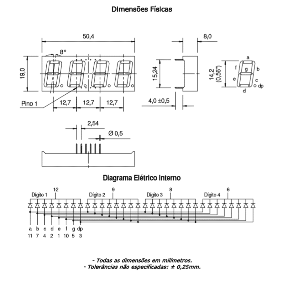 display-led-quadruplo-7-segmentos-vermelho-0.56-catodo-multiplexado-D4156KSR display led quadruplo 7 segmentos vermelho 0.56 catodo multiplexado D4156KSR