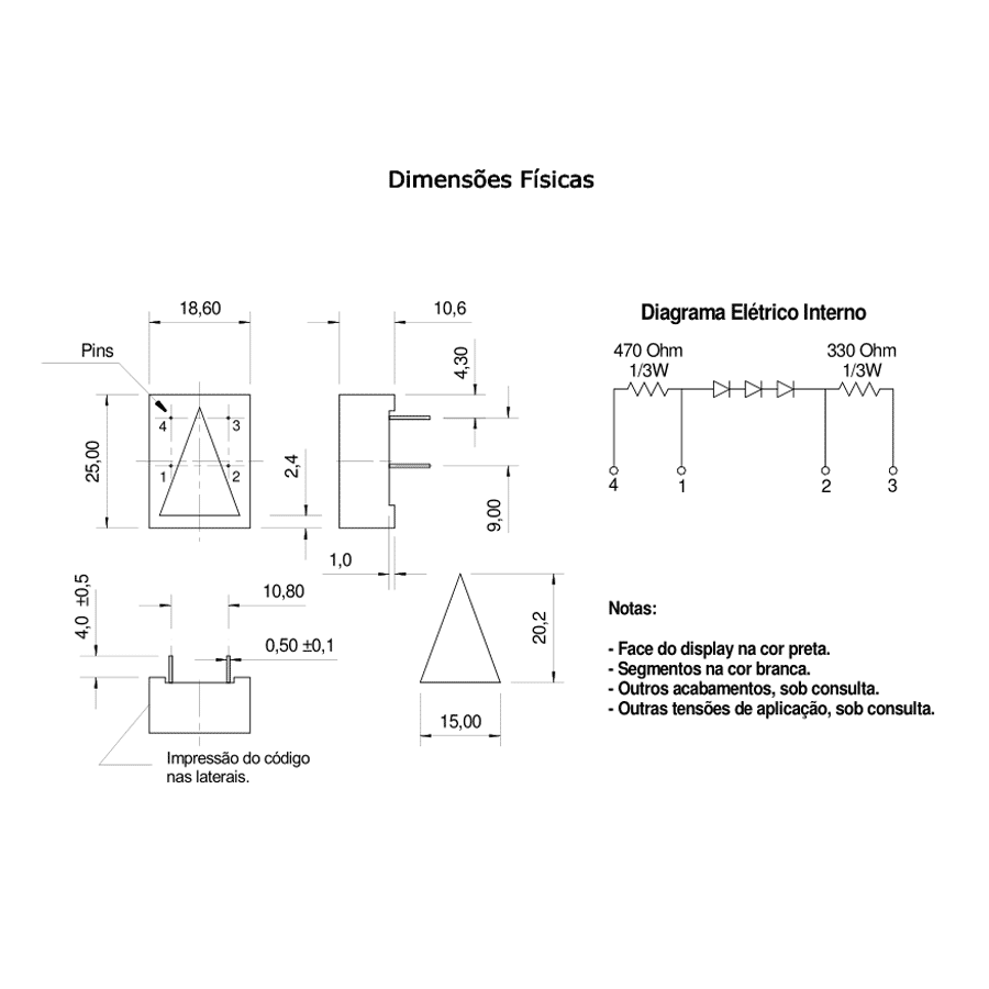 display-led-seta-vermelho-face-preta-20x15mm-D119SR-B-TH display led seta vermelho face preta 20x15mm D119SR B TH