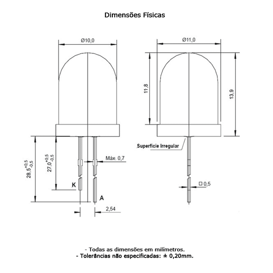 led-pth-10mm-retangular-amarela-encapsulamento-hialino-L311HU-M90 led pth 10mm retangular amarela encapsulamento hialino L311HU M90