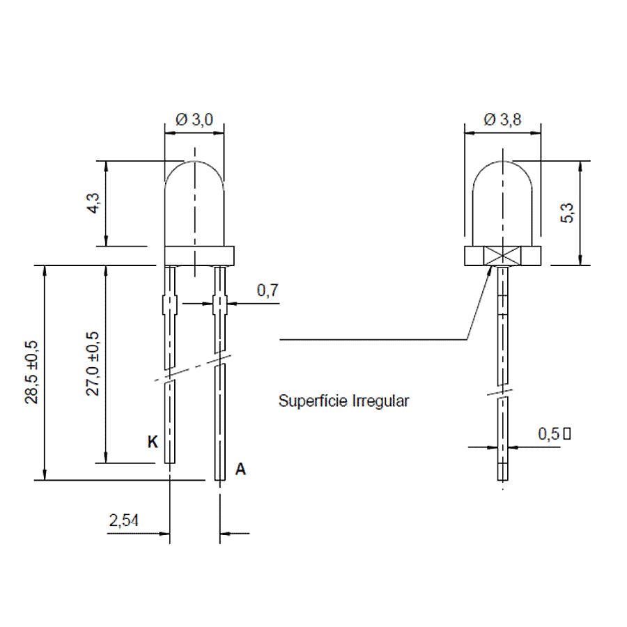 led-pth-3mm-amarela-ambar-encapsulamento-hialino-L330HU-M90 led pth 3mm amarela ambar encapsulamento hialino L330HU M90