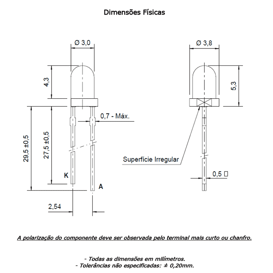 led-pth-3mm-vermelha-alaranjada-encapsulamento-hialino-L430HU-UORB led pth 3mm vermelha alaranjada encapsulamento hialino L430HU UORB