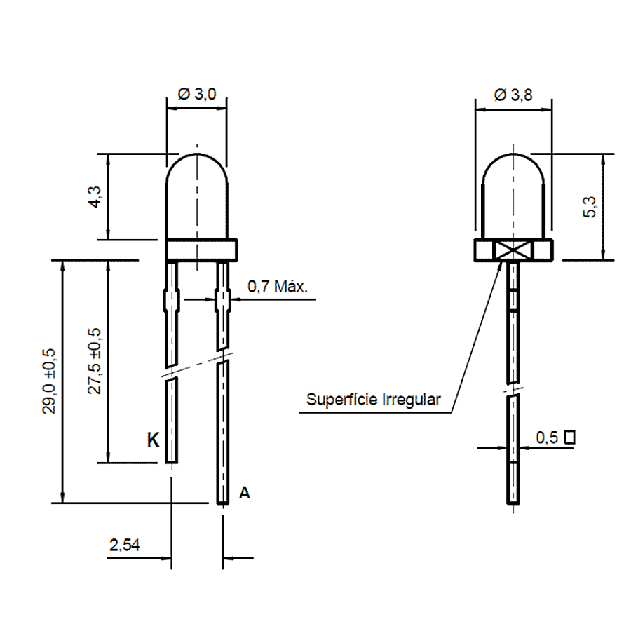 led-pth-3mm-vermelha-encapsulamento-hialino-L630H led pth 3mm vermelha encapsulamento hialino L630H