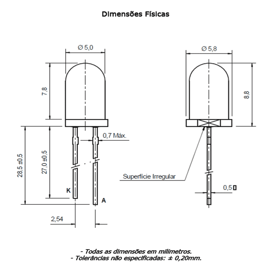 led-pth-5mm-vermelha-encapsulamento-hialino-L421HU-UORB led pth 5mm vermelha encapsulamento hialino L421HU UORB