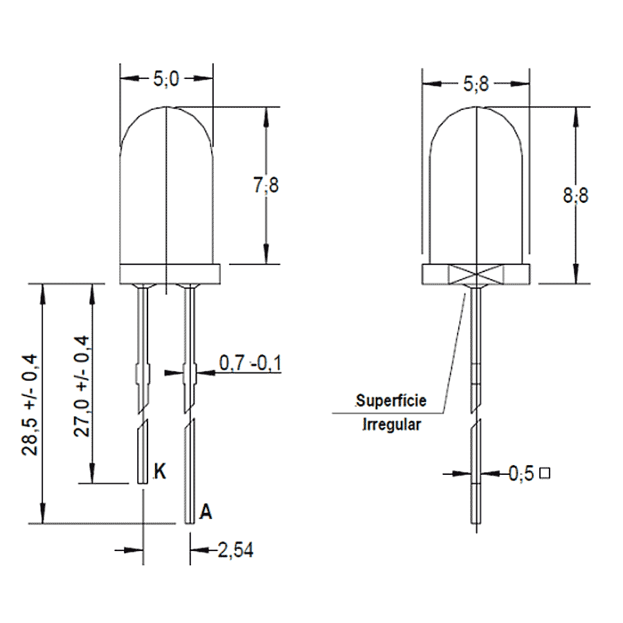 led-pth-5mm-vermelha-encapsulamento-hialino-L621H led pth 5mm vermelha encapsulamento hialino L621H
