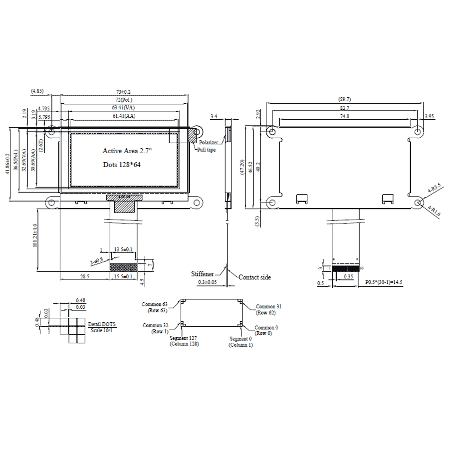 display-grafico-lcd-oled-128x64-pontos-emissao-branca-89,7x47,2x3,4mm display grafico lcd oled 128x64 pontos emissao branca 89,7x47,2x3,4mm
