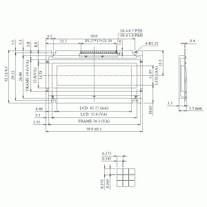 display lcd 122x32 pontos backlight verde 59x32,1x5,5mm WG12232K-YYH-V#A
