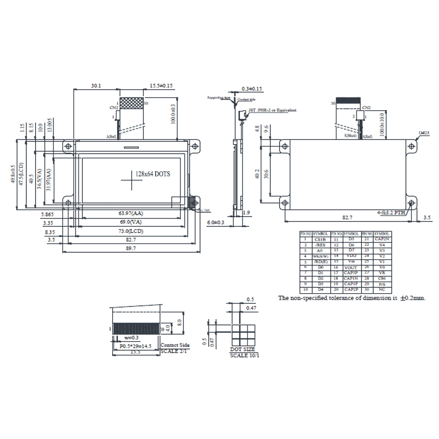 display-lcd-128x64-pontos-backlight-branco-89,7x49,8x6mm-WO12864B1-TMI display lcd 128x64 pontos backlight branco 89,7x49,8x6mm WO12864B1-TMI
