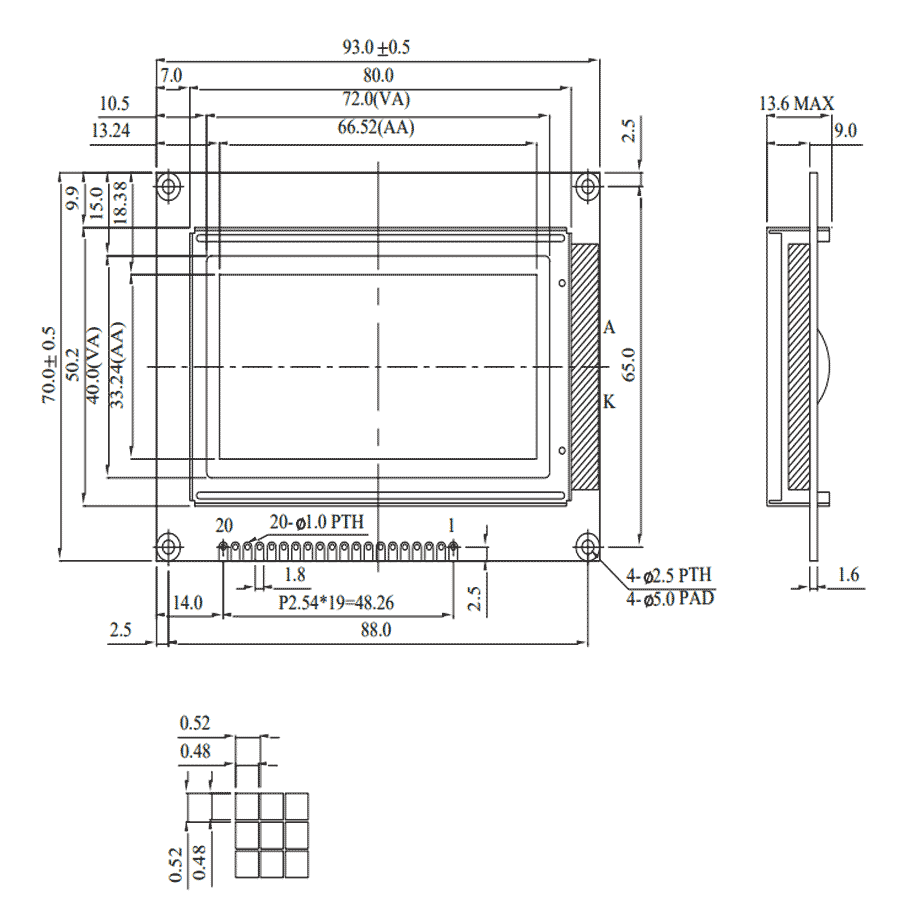 display-lcd-128x64-pontos-backlight-branco-93x70x13,6mm-WG12864A-TMI-V#N display lcd 128x64 pontos backlight branco 93x70x13,6mm WG12864A-TMI