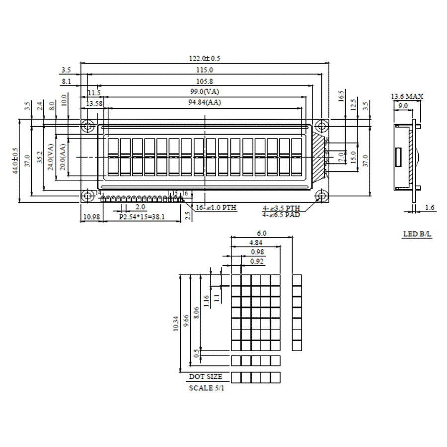 display-lcd-16-caracteres-2-linhas-backlight-branco-122x44x13,6mm-WH1602L1-TGH-JT display lcd 16 caracteres 2 linhas backlight branco 122x44x13,6mm WH1602L1-TGH-JT